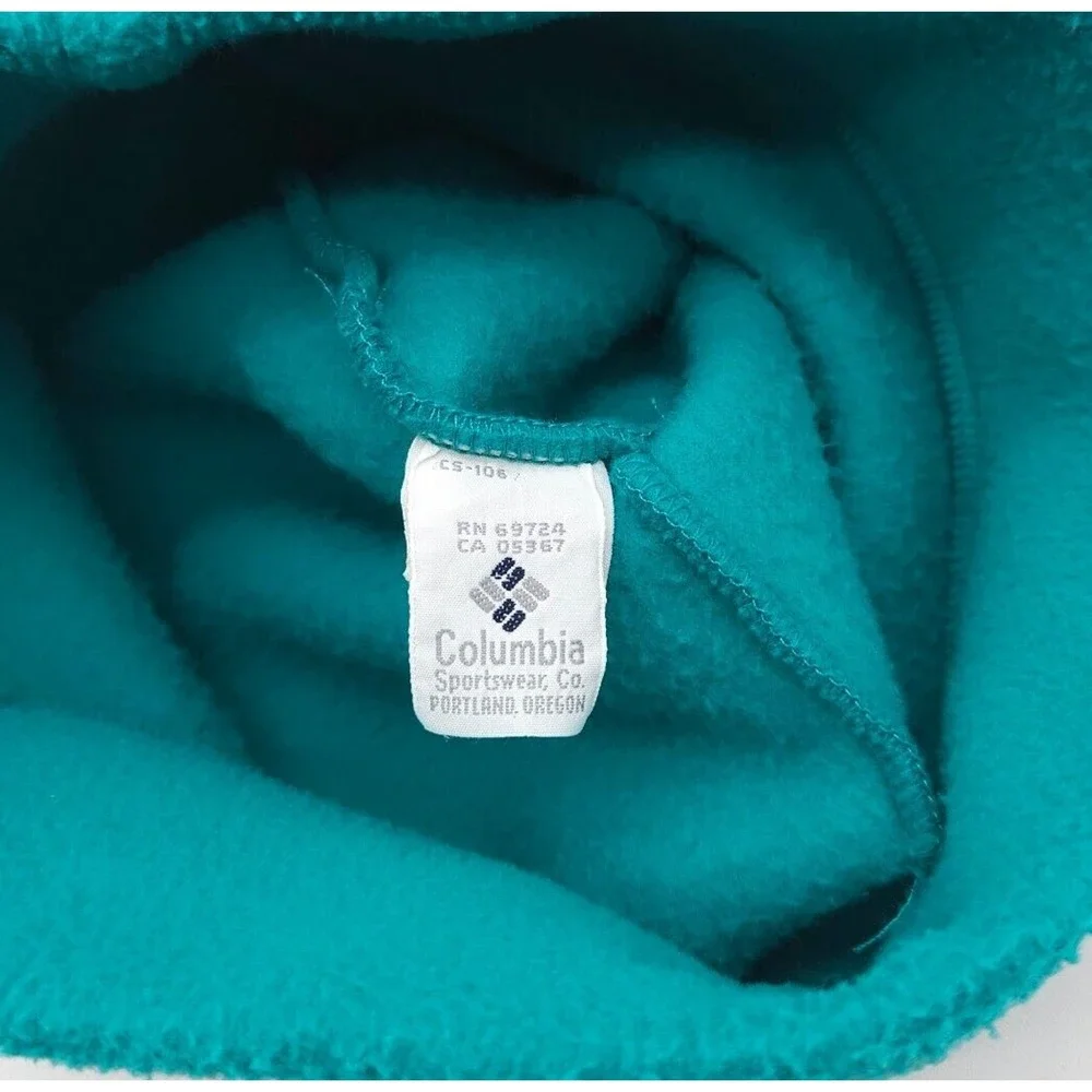 Vintage Columbia Fleece Beanie‎ Hat Winter Snow Cap Small Medium Teal USA Made
